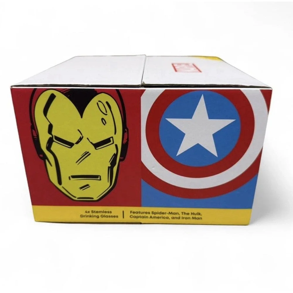 JoyJolt Marvel Heroes Stemless Drinking  Glasses 4-Piece Set